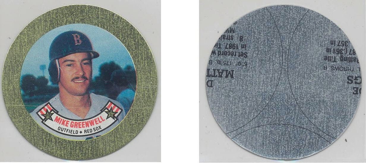 1988 Topps Baseball Coins Metal Proof Discs 014 Mike Greenwell